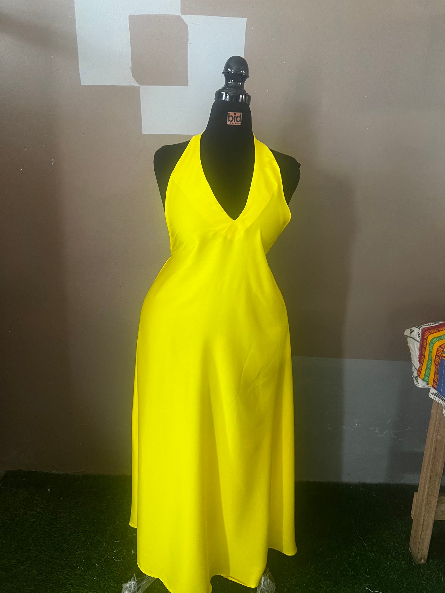 Backless Silk Dress (Yellow)