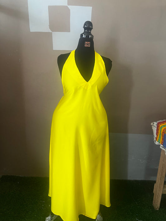 Backless Silk Dress (Yellow)