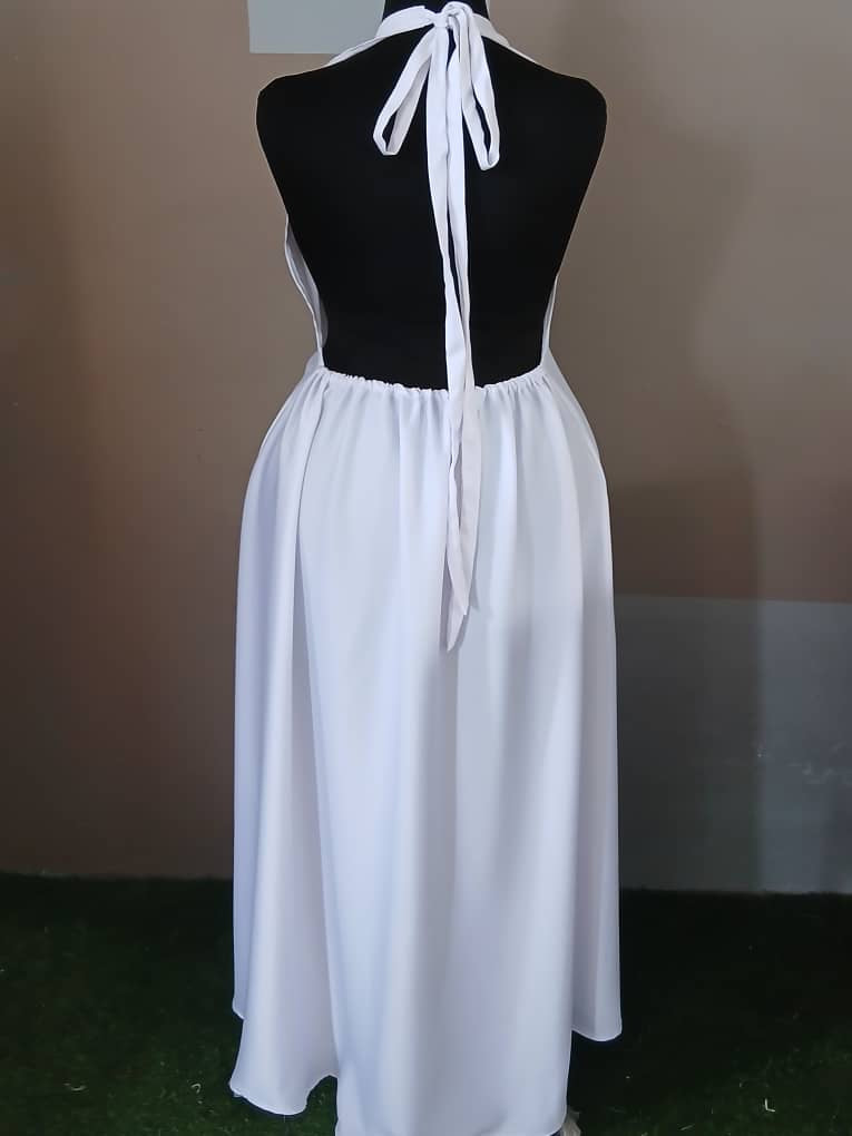 Backless Silk Dress (White)